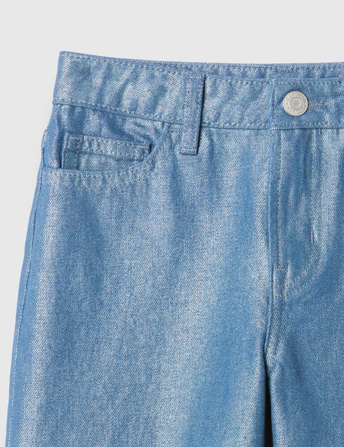 Kids Shine High Rise Wide-Leg Ankle Jeans