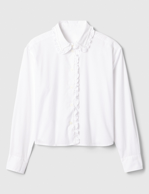 Classic Cropped Poplin Ruffle Shirt