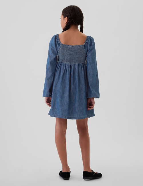 Kids Puff Sleeve Denim Dress