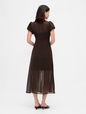SS VNECK LACE TRIM MAXI DRESS