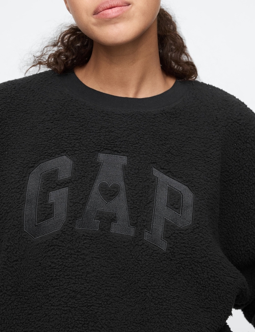 Oversized Sherpa Heart Logo Sweatshirt