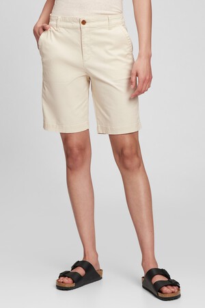 9" High Rise Twill Bermuda Shorts