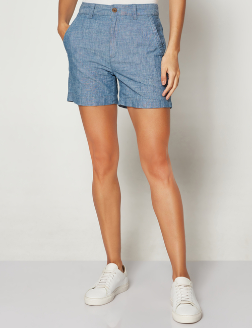 5" High Rise Chambray Shorts