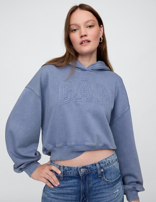VintageSoft Cropped Logo Hoodie