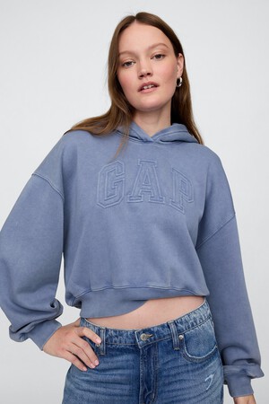 VintageSoft Cropped Logo Hoodie