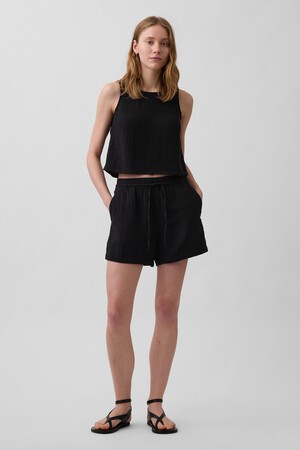 4" Mid Rise Cotton Gauze Easy Shorts