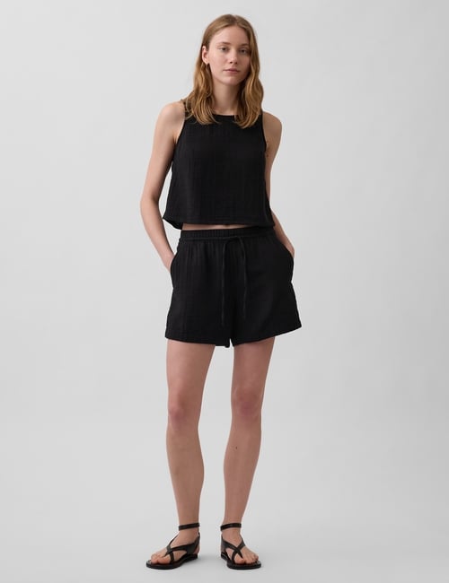 4" Mid Rise Cotton Gauze Easy Shorts