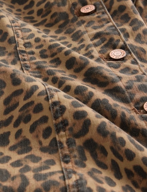 Leopard Denim V-Neck Mini Dress