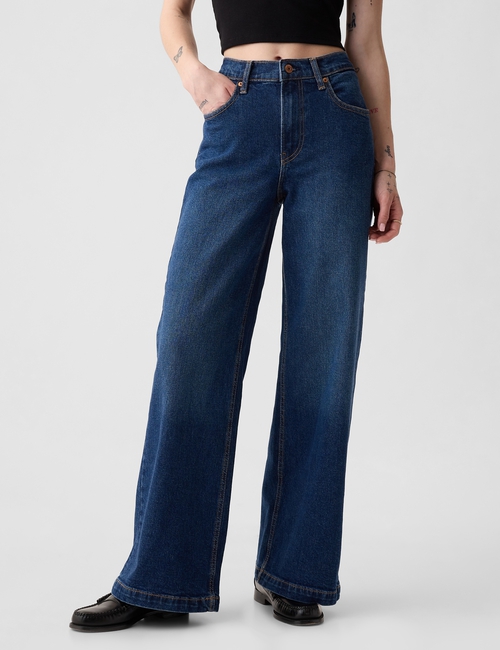 High Rise Stride Wide-Leg Jeans