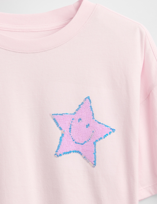 Kids Oversized Flippy Sequin Graphic T-Shirt