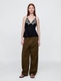 Linen-Blend Embroidered Halter Top