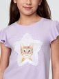 Kids Flippy-Sequin Flutter Sleeve Graphic T-Shirt