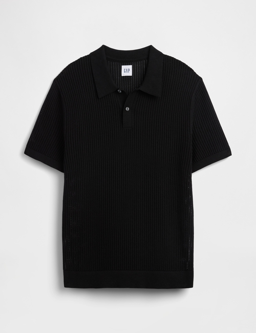 Crochet Sweater Polo Shirt