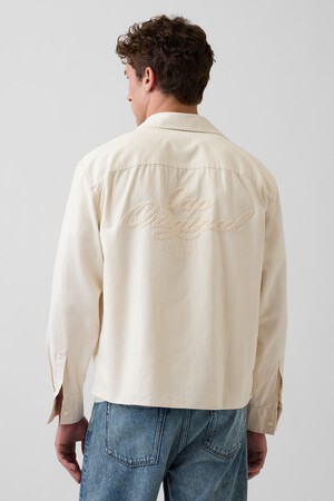 Relaxed Straight-Hem Canvas Utility Shirt