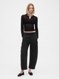 Mid Rise Twill Barrel Pants