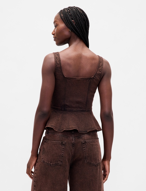 SL PEPLUM TANK - BROWN