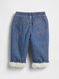 Baby Sherpa-Lined Pull-On Barrel Jeans