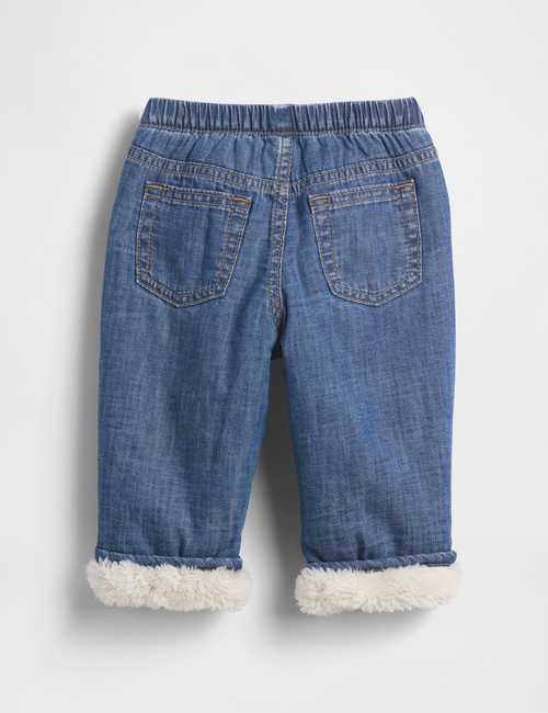 Baby Sherpa-Lined Pull-On Barrel Jeans
