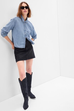Cropped Denim Shirt