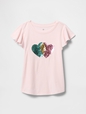 Kids Flippy-Sequin Flutter Sleeve Graphic T-Shirt