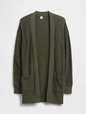 Relaxed Shaker-Stitch Open-Front Cardigan