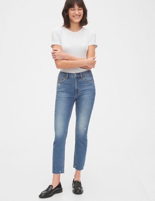 High Rise Distressed Vintage Slim Jeans