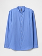 Linen-Cotton Band Collar Shirt