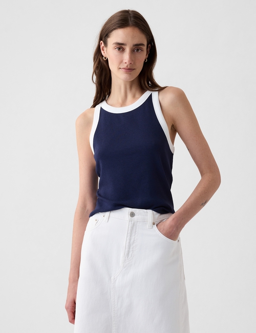 Modern Rib Cropped Halter Top