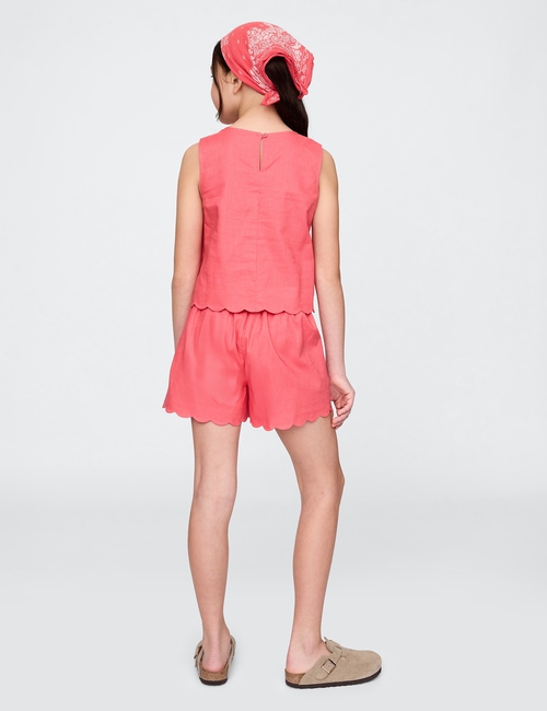 Kids Linen-Cotton Scalloped Wrap Skort