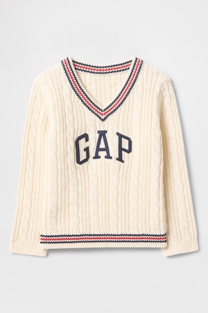 Baby & Toddler Cable-Knit Varsity Sweater