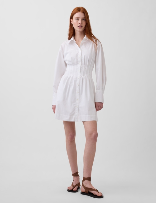 Pleated Mini Shirtdress