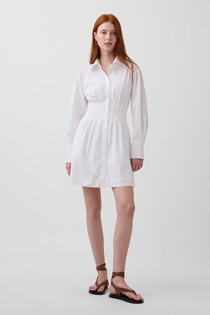 Pleated Mini Shirtdress