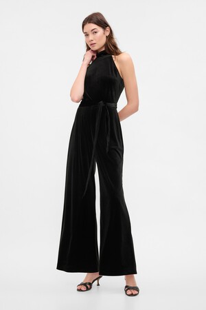Recycled Velvet Wide-Leg Jumpsuit