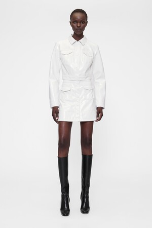 GAP STUDIO PATENT BUTTON FRONT MINI SKIRT