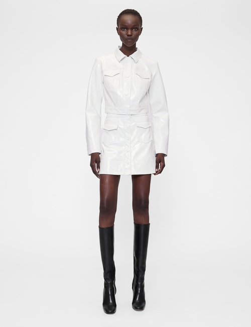 GAP STUDIO PATENT BUTTON FRONT MINI SKIRT