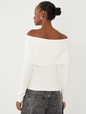 CashSoft Ribbed Off-Shoulder Sweater Top
