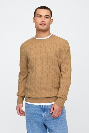 CashSoft Cable-Knit Crewneck Sweater