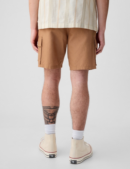 8" Linen-Cotton Cargo Shorts