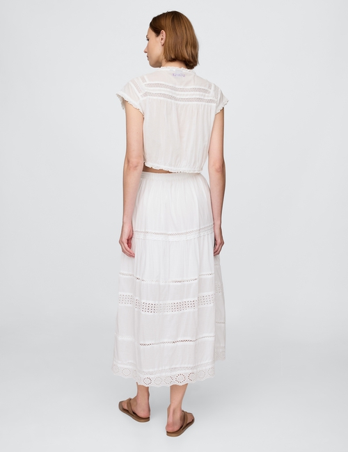 Tiered Lace-Trim Maxi Skirt