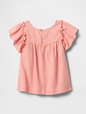 babyGap Linen-Blend Flutter Sleeve Top