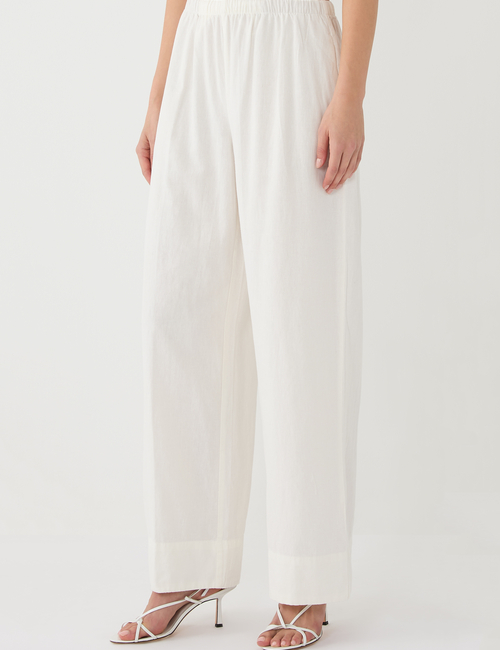 Linen-Blend Easy Wide-Hem Pants