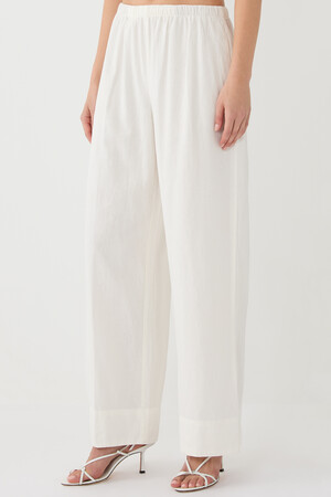 Linen-Blend Easy Wide-Hem Pants
