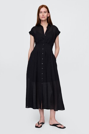 Sheer Midi Shirtdress