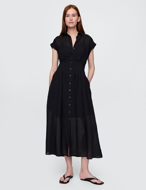 Sheer Midi Shirtdress