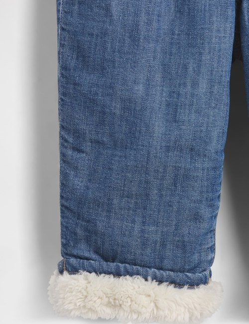 Baby Sherpa-Lined Pull-On Barrel Jeans