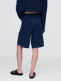 11" Mid Rise French Terry Denim Longline Shorts