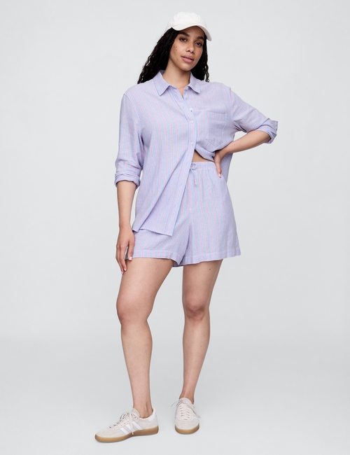 4" Mid Rise Pull-On Linen-Blend Shorts