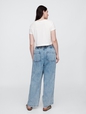 High Rise Pull-On Stripe Wide-Leg Jeans