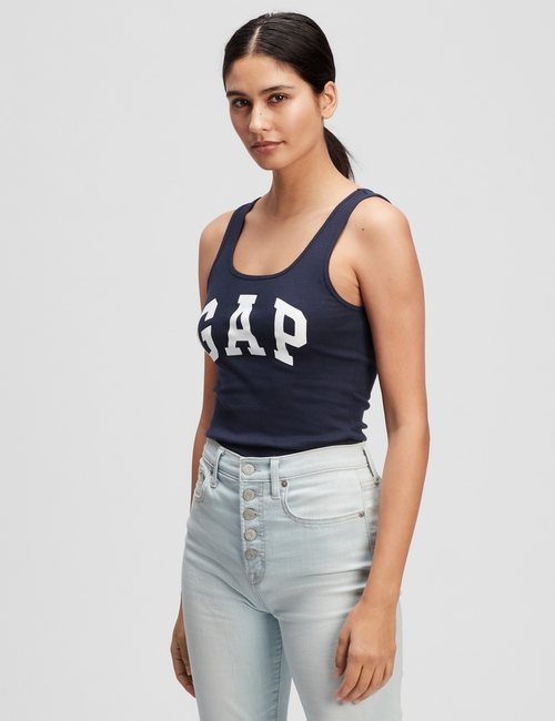 Ribbed Gap Logo Tank Top