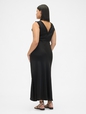 SL VNECK LACE TRIM MAXI DRESS